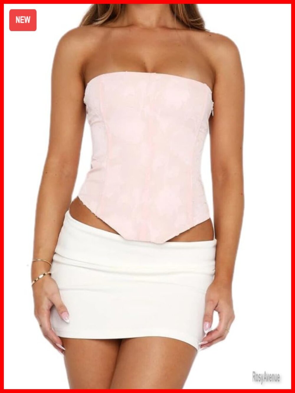 Strapless Lace Up Corset Crop Top Bustier Jacquard Polyester Sexy Party Top